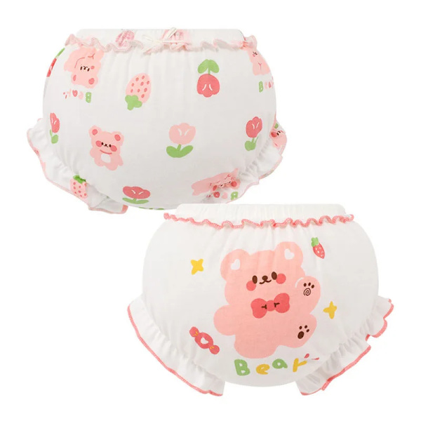 2 st Sommar Baby 100% Bomulls Shorts Barn Kawaii Söta Tecknade Kalsonger PP Byxor 1074AB 6-12M ( 90 )