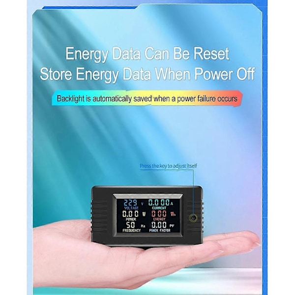 PZEM-022 - Enfas AC Volt Ampere Mätare Färgskärm Frekvens Effektfaktor Wattmätare Effektmätare 100A med Spole CT