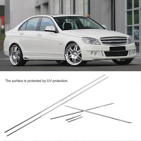 6 stk. Krom Karosseri Side Skjerm Dør List Trim Sett 204 690 3162 Erstatning for Benz C?Klasse W204 Sedan 2008 til 2014