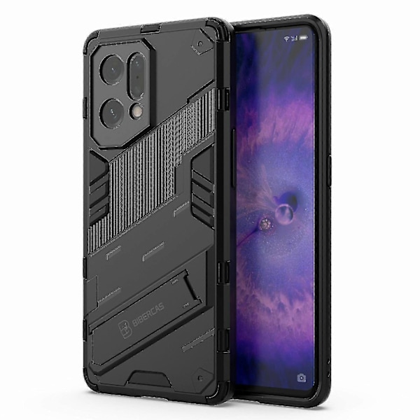 För Oppo Find X5 Välskyddat Anti-repa Hårt PC + Mjukt TPU Mobiltelefonfodral Ställskydd Black