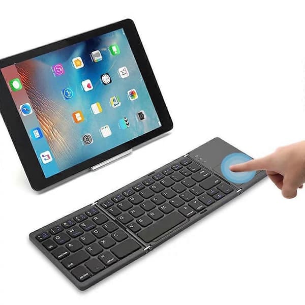 Bluetooth Tastatur Trådløs Tre Fold Tastatur Computer Ultratynd Bærbar Tastatur Understøtter Android, Sort