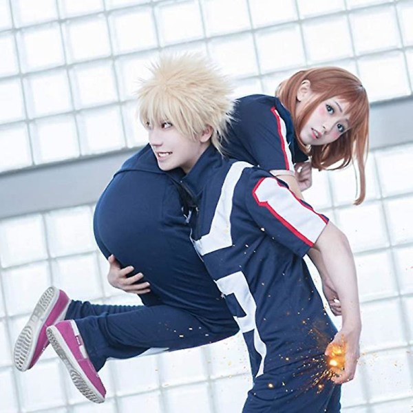 Japansk Anime Mha Bnha Kostym Uniform Outfit Unisex Högstadie Gym Uniform Träningsdräkt Med 4 Nyckelringar Och Peruk 1 L