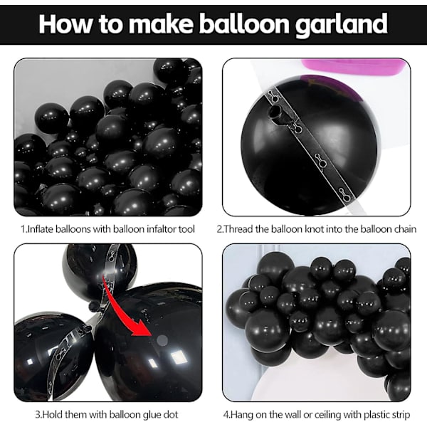 Svarta Ballonger 102 st Svart Ballongbåge Girlang Kit 5/10/12/18 Tum Matt Svarta Latexballonger Olika Storlekar Paket För Födelsedag Bröllop Halloween Gr Red Balloons