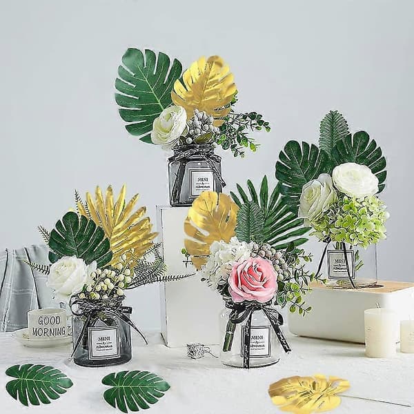 30 Tabletter Konstgjorda Växter Tropiska Monstera Blad Monstera Blad, 8 tum