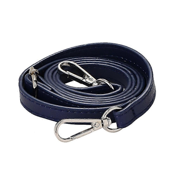 Justerbar Lång Läder Crossbody Axelväska Ersättningsrem Handväska Bälte Dark Blue  Silver Button