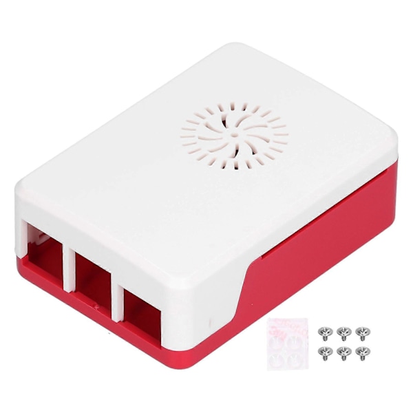 Kabinett for Raspberry Pi 4B ABS Skall Kjøleribbe Enkelt Avtakbart Toppdeksel Beskyttende Kabinett Øvre Hvit Nedre Rød