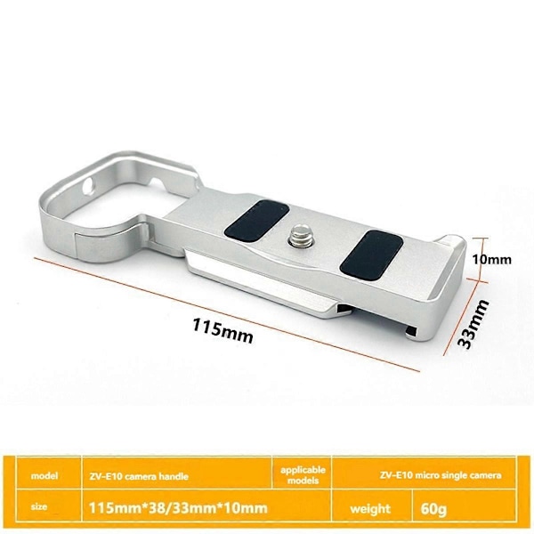 Kamera Snabbkopplingsplatta Hållare Handgrepp Adapter för ZVE10 Kamerafäste Multifunktionell Basplatta Silver