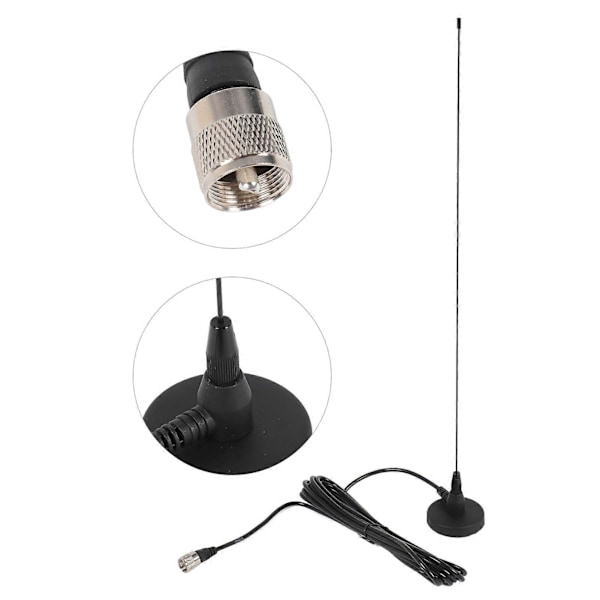 Mobil Bilradioantenne 144MHz 430MHz VHF UHF Dual Band Køretøjsradioantenne med Magnetfod PL259 Stik 4m RG58C/U Koaksialkabel
