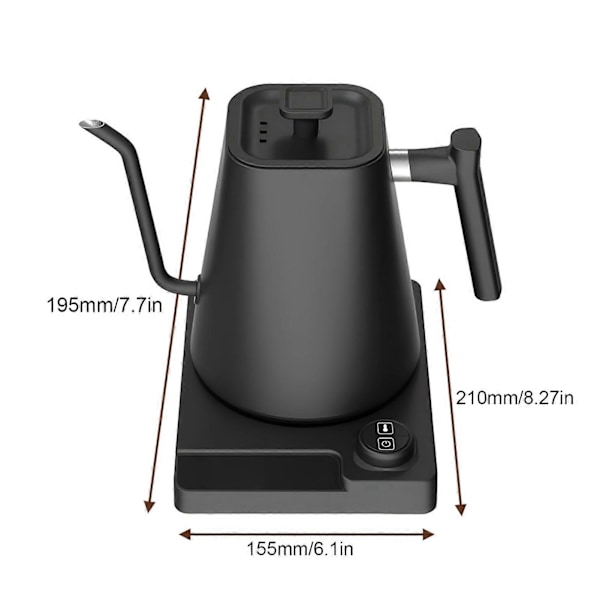 Elektrisk Vattenkokare 1200W 1-24 Timmar Timer Handbrygg Kaffe Gooseneck Elektrisk Vattenkokare för Hem Hotell Kontor