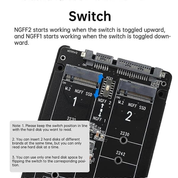 M.2 SATA (NGFF) til SATA 3.0 Adapterkort Dobbelt NGFF B Key/ Key M.2 NGFF til 2.5 Tommer SATA III Konverter Adapter