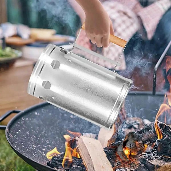 Metall Tennings Charcoal Fat Hurtigstart Bøtte med Håndtak Utendørs Camping Karbon Grillrist Verktøy Båltenning