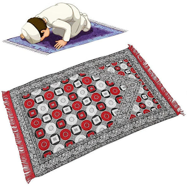 Ohut kannettava muslimien rukousmatto puuvillaa, suorakulmainen peitto kotiin, olohuoneeseen, punainen