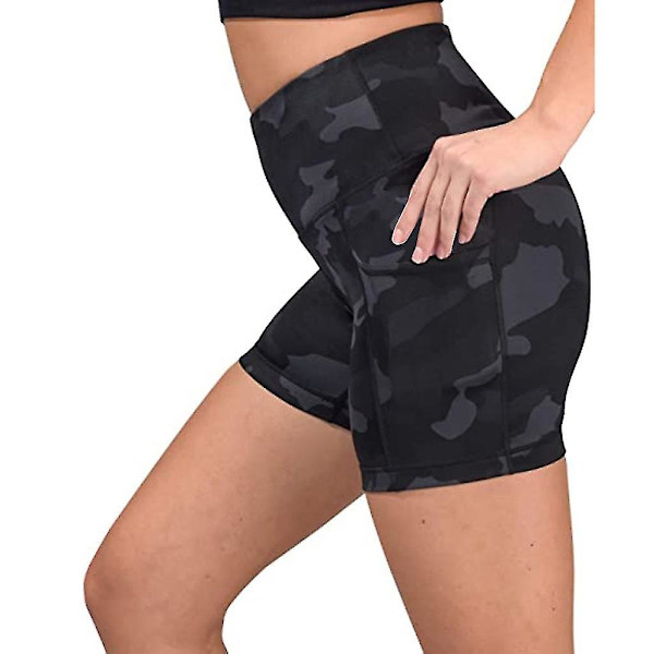 Tflycq Träningsshorts för Kvinnor Scrunch Booty Gym Yogabyxor Kamouflage Fickor Leggings