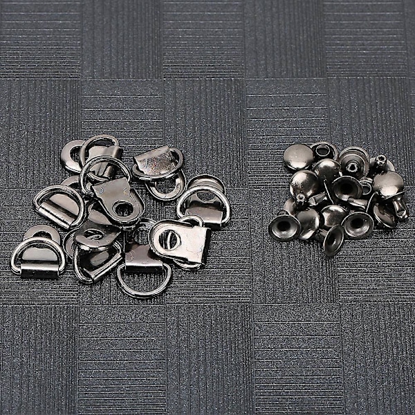 100 Sæt Snørebånds Krog D-ring Øje Spænde Messing Sko Læder Taske DIY Nitte Værktøj Sort 9x14mm