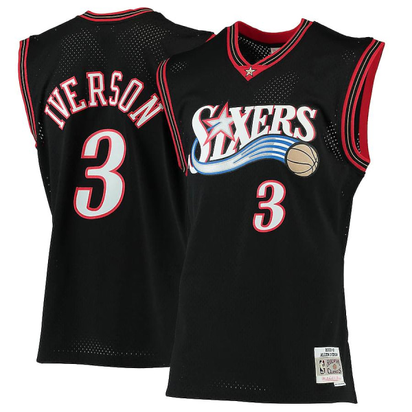 Allen Iverson #3 Retro Baskettröja Uniform För Aldults Black L