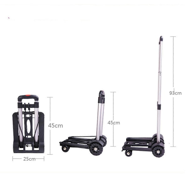 4-hjuls foldbar trolley aluminiumslegering foldbar håndvogn bagagevogn til shopping dagligvarer