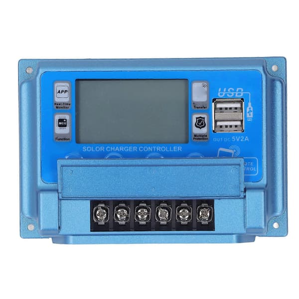 MPPT Solcelleladeregulator 12V 24V 36V 48V 60V Selvtilstrekning Dobbel USB Fotovoltaisk Panelregulator med Bluetooth 30A