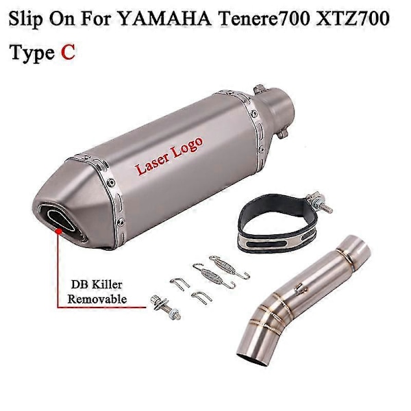 Yamaha Tenere700 Tenere 700 Xtz700 2019-2022 moottoripyörän pakoputkisto, muokkaa keskimmäistä linkkiputkea, Moto äänenvaimennin Db Kille Type A