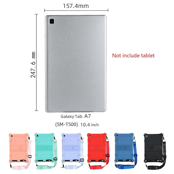 Silikone Etui til Galaxy Tab A7 10.4 Tablet SMT500/T505/T507 Tablet Etui Tablet Stand med Pen og Rem (Sort)