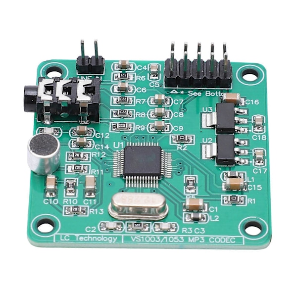 Audio VS1003 Modul Röstavkodningskort Inbyggda Mikrofoner för MP3 MP3+V WMA WAV MIDI SP-MIDI
