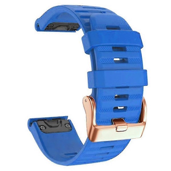 Klockarmband för Garmin Fenix 7s / 6s Pro / 5s Plus / Instinct 2s, Horisontella Ränder Silikon 20mm Armband med Roséguldfärgat Spänne Dark Blue