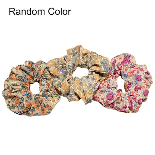 3 st Kvinnor Blommig Tyg Elastisk Hästsvanshållare Scrunchy Hårrep Accessoar Qinhai