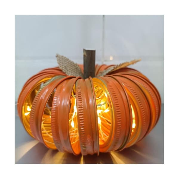 Halloween Mason Jar Låg Græskar LED Lys Glødende Ornament Græskarlygte Ornamenter