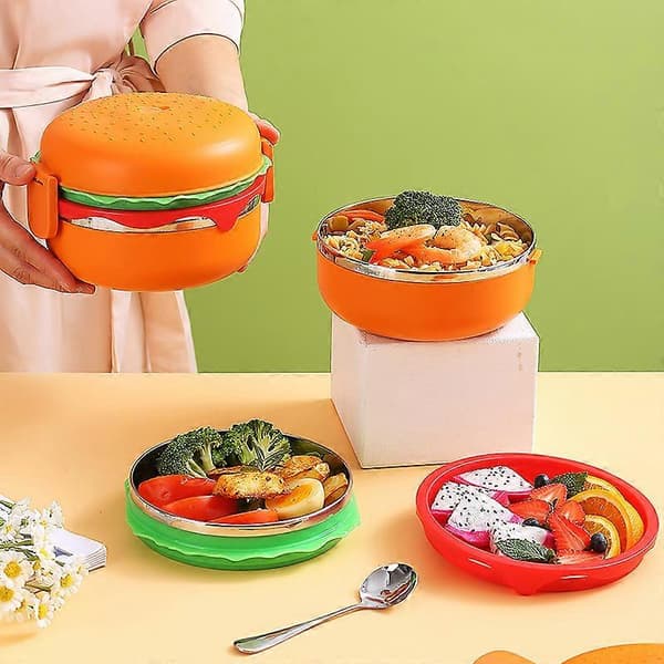 Dobbel hamburger bento matboks i plast, oppbevaring av matbeholdere