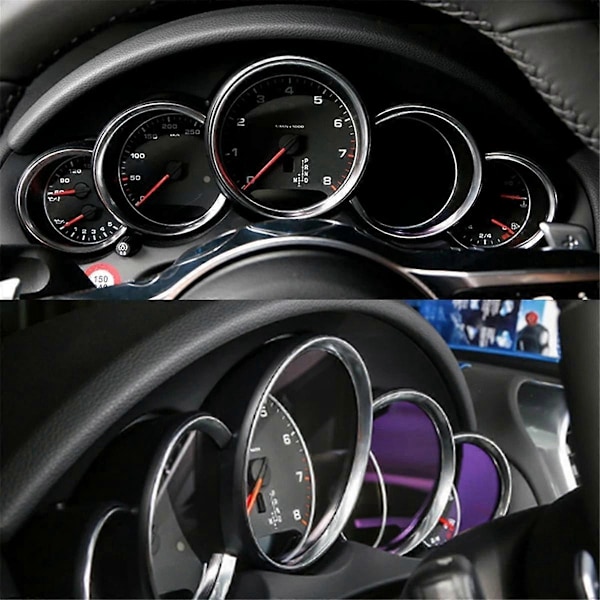 ABS Dashbord Instrumentpanel Dekorativ Ring Deksel Trim Klistremerke for Sølv