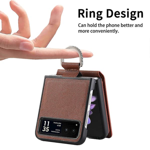 Litchi Tekstur Læder Telefon Cover Til Motorola Razr 40 Brown