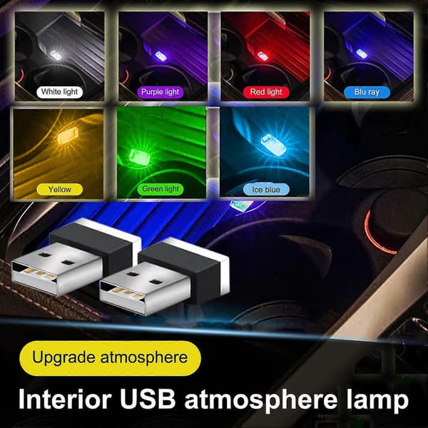 USB Ambient Light Universal Dekorativ Mini Auto Interiør Plug-in LED Neon Ambient Lampe til Bil