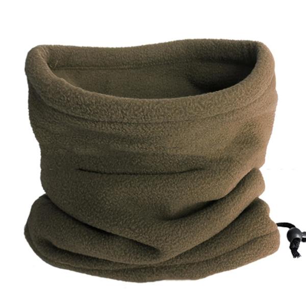 Unisex Vinter Utomhus Enfärgad Mjuk Tjock Fleece Halsvärmare Gaiter Mössa Olive Green