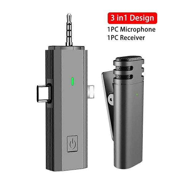 3 i 1 Trådløs Lavalier Mikrofon Universal Ai Støyreduksjon Mikrofon Mic Type-C 3.5mm Jack Live Broadcas S17