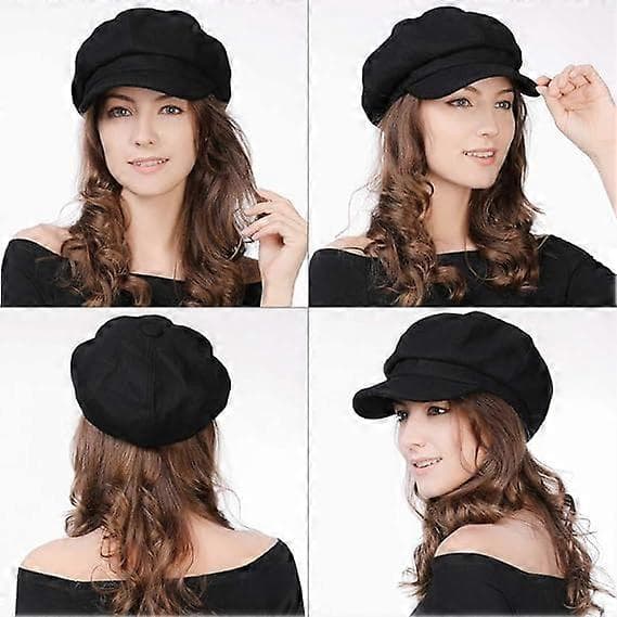 Musta naisten Newsboy-hattu