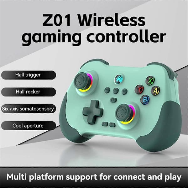 Trådløs Game Controller Bluetooth 6-Akse Bevægelsessensor Turbo Programmerbar Joystick til Switch Steam PC Grøn