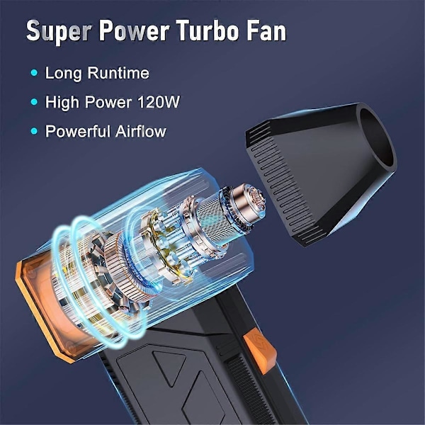 Mini Turbo Jet -tuuletin, sähköinen ilmapuhallin, kädessä pidettävä harjaton moottori, 130000 RPM, 3 nopeutta, teollisuustason tietokoneen näppäimistön puhdistus