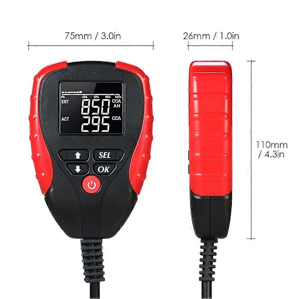 AE310 Bilbatteri Belastningstester Digital 12V LCD Display Køretøjsanalysator Diagnostisk Værktøj