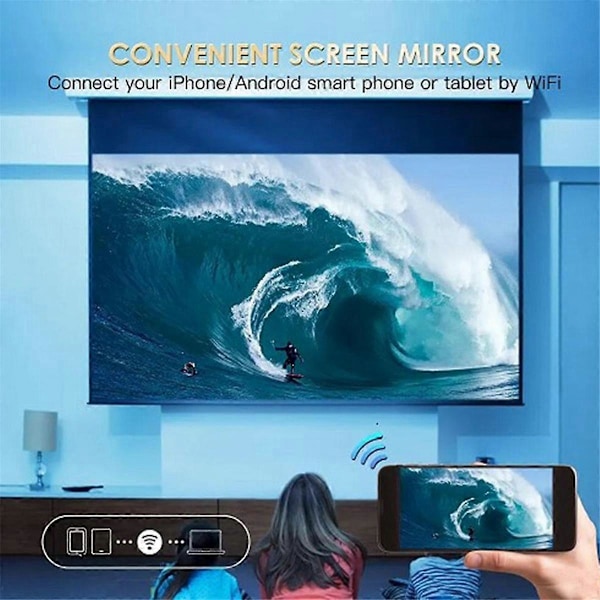 S30MAX Android Wifi 4K Smart Projektor med WiFi Bluetooth Pocket 4K 9500L Android 10.0 Projektor med EU-kontakt Vit