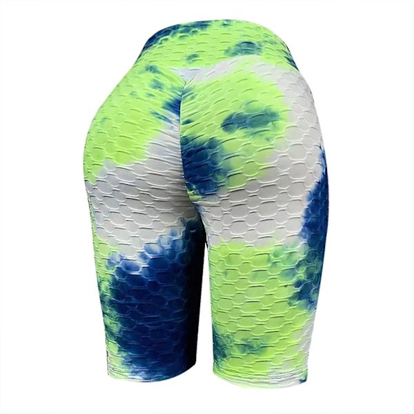 Tflycq Mode Kvinnor Korta Flerfärgade Tajta Hög Midja Elastiska Sport Yoga Byxor Green L