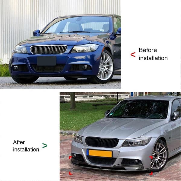 4 stk. Frontfangerleppe Høy Hardhet Frontfangerleppe Karosserisett for 3-serie E90 E91 M?Sport 2005 til 2008 Karbonfiberstil