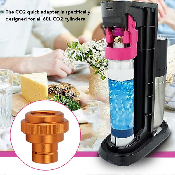 CO2 Hurtigadapter Oppgradert for Kullsyremaskin Soda Maker Ventil Påfyllingstilbehør for Rask Tilkobling CO2 Sylinder TR21 4 Gul