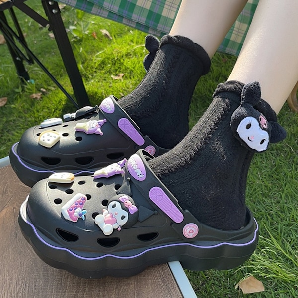 Söta Sommar Kawaii Mode Tofflor Y2K Plattor Höjande Sandaler Flickor Födelsedagspresent 2023 Nya black 5