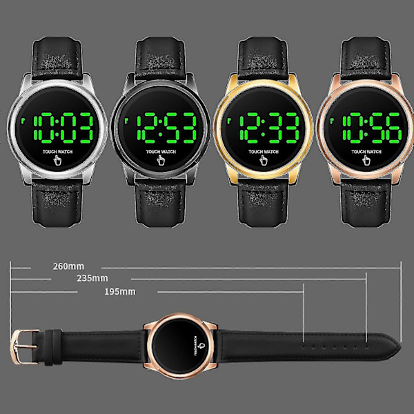 Fashion LED Digitalure Mænd Touch Skærm Dyb Vandtæt Sportsur Rose Gold