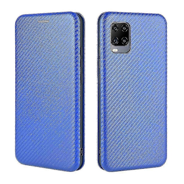 Kompatibel med Zte Axon 11 5g Kulfiber Læder Etui Folio Flip Beskyttende Magnetisk Cover Etui Coque Blue