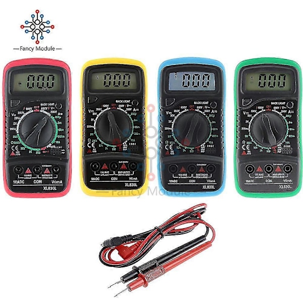 Xl830l Yleismittari Lcd Taustavalo Kannettava AC/DC Ampeerimittari Volttimittari Ohmin Jännitetesteri Mittari Multimetro Kädessä Pidettävä Digitaalinen Testeri XL830L red