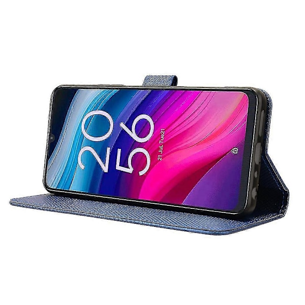 Fodral för TCL 505 T509K T5094 Diamanttextur PU Läder Kortplatser Ställ Telefonskydd Blue