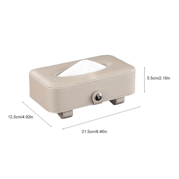 Bil Tissue Box Konstläder Hängande Solskydd Servetthållare för Baksäte Takfönster Handskfack Beige