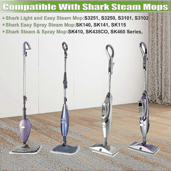 4-pack Ångmoppdynor för Shark S3101 S3202 Tvättbara Hårda Golv