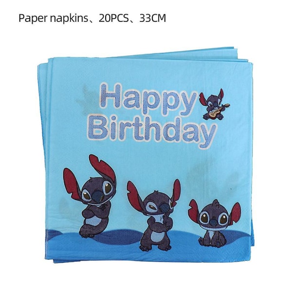 Lilo & Stitch Tema Födelsedagsfest Dekoration Barnleksak Present Latex Aluminiumfolieballong Engångsservis Evenemangstillbehör Napkin - 20pcs