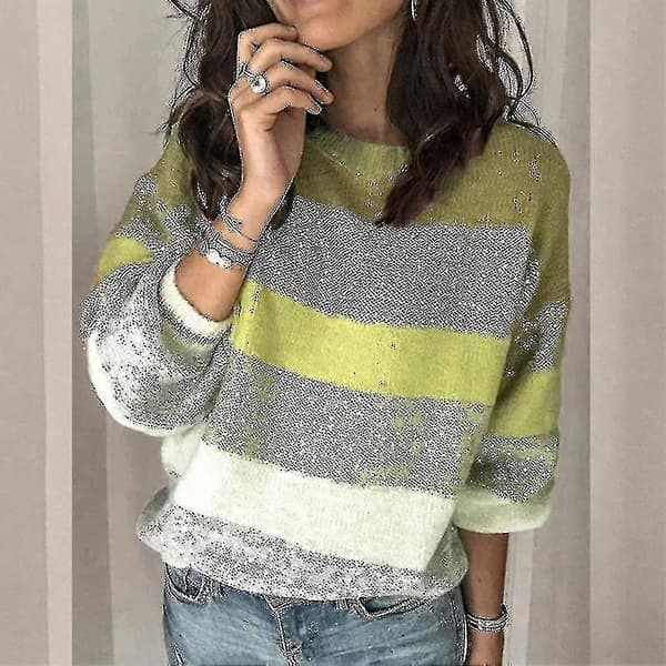 Genser Casual Stripet Strikk Dame